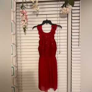 MIDI RED SEQUIN DRESS